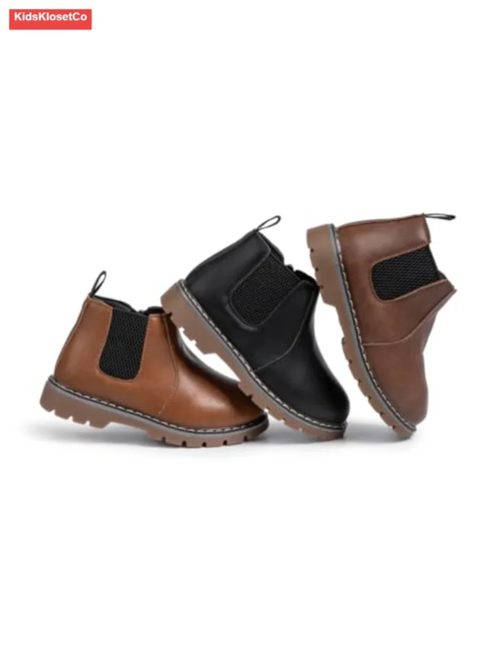 Kids Unisex Waterproof PU Leather Chelsea Ankle Boots Non-Slip